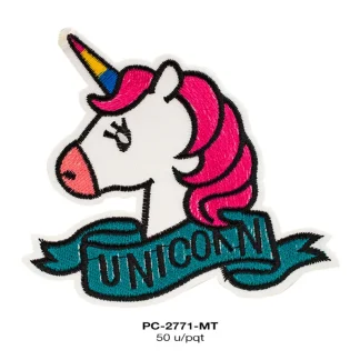 PARCHES BORDADOS Y ESTAMBRE UNICORNIO PC-2771-MT 10.5cmX9.2cm 50 PZ/PQT MULTICOLOR
