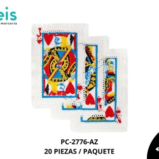 PARCHES BORDADOS Y ESTAMBRE CARTAS DE POKER POK-9 PC-2776-AZ 9.8cmX11cm 20 PZ/PQT AZUL