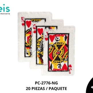PARCHES BORDADOS Y ESTAMBRE CARTAS DE POKER POK-9 PC-2776-NG 9.8cmX11cm 20 PZ/PQT NEGRO