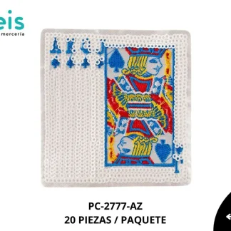 PARCHES BORDADOS Y ESTAMBRE CARTAS DE POKER POK-10 PC-2777-AZ 8.5cmX9cm 20 PZ/PQT AZUL