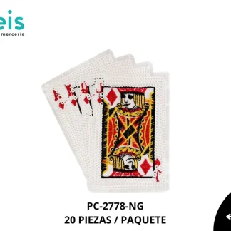 PARCHES BORDADOS Y ESTAMBRE CARTAS DE POKER POK-11 PC-2778-NG 11.5cmX9.5cm 20 PZ/PQT NEGRO