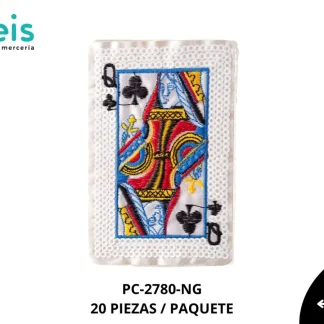 PARCHES BORDADOS Y ESTAMBRE CARTAS DE POKER POK-13 PC-2780-NG 6cmX9.5cm 20 PZ/PQT NEGRO