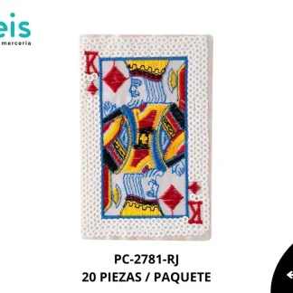 PARCHES BORDADOS Y ESTAMBRE CARTAS DE POKER POK-14 PC-2781-RJ 6cmX9.5cm 20 PZ/PQT ROJO