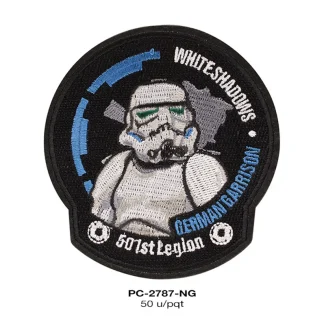 PARCHES BORDADOS Y ESTAMBRE COSMICO STORMTROOPERS STAR WARS PC-2787-NG 9.3cmX9.9cm 50 PZ/PQT NEGRO