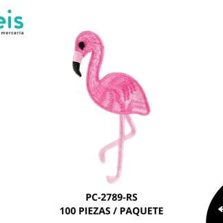PARCHES BORDADOS Y ESTAMBRE FLAMINGO PC-2789-RS 5.2cmX9.9cm 100 PZ/PQT ROSADO
