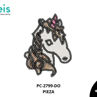 PARCHES LENTEJUELA UNICORNIO PC-2799-DO 7.7cmX10cm 50 PZ/PQT DORADO