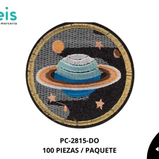 PARCHES BORDADOS Y ESTAMBRE COSMICO ESPACIO PLANETA PC-2815-DO 7.5cmX7cm DORADO