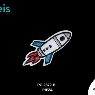 PARCHES BORDADOS Y ESTAMBRE COSMICO COHETE EN EL ESPACIO PC-2872-BL 4cmX8cm 100 PZ/PQT