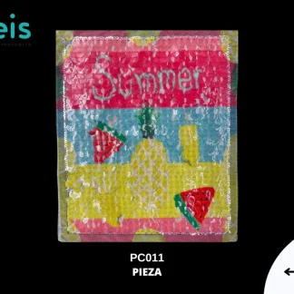 PARCHES RELIEVE Y ESTAMPADO FRUTAS SUMMER CON LENTEJUELAS PC011 18cmX22cm