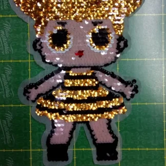PARCHES LENTEJUELA REVERSIBLE MUUUÑECA LOL PC1336 3cmX4cm DORADO