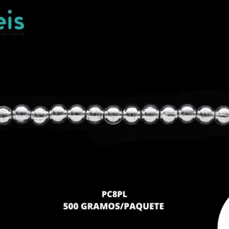 PERLAS COSTURA PC8PL 8mm 500 GRS/BOLSA PLATA