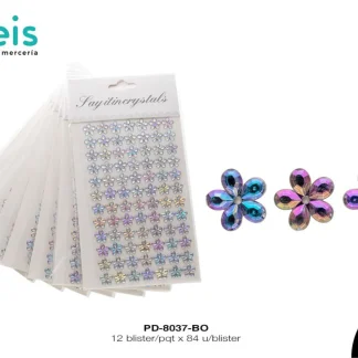 STICKER PIEDRA FLOR 12MM BOREAL 84U (12 TARJETAS)