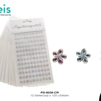 STICKER TARJETA PIEDRA FLOR 8MM BOREAL 120U