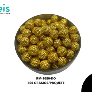 PERLAS REMACHE ESCARCHADA RM-1080-DO 8mm 500 GRS/BOLSA DORADO
