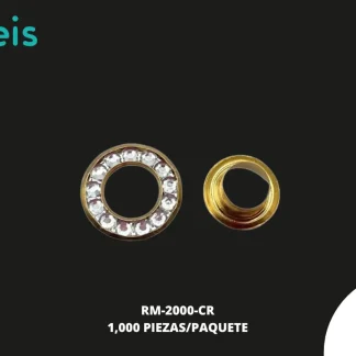 REMACHES METAL OJILLO RM-2000-CR 12mm 1,000 PZ/PQT DORADO/CRISTAL