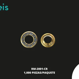 REMACHES METAL OJILLO RM-2001-CR 12mm 1,000 PZ/PQT DORADO/CRISTAL