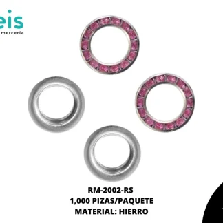 OJILLO PLATA PIEDRA 15.5 mm ROSA 1 mill/pqt
