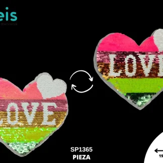 PARCHES LENTEJUELA REVERSIBLE LOVE CORAZON SP1365 19.5cmX17.5cm MULTICOLOR