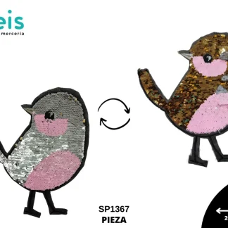 PARCHES LENTEJUELA REVERSIBLE PAJARO SP1367 20cmX23.5cm