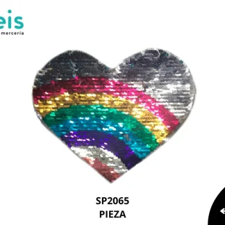 PARCHES LENTEJUELA REVERSIBLE CORAZON ARCOIRIS SP2065 21cmX20cm