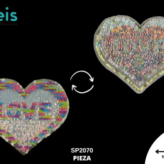 PARCHES LENTEJUELA REVERSIBLE CORAZON LOVE SP2070 19cmX16.5cm MULTICOLOR
