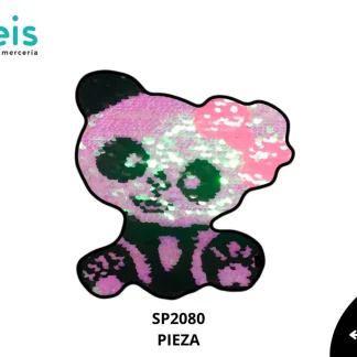 PARCHES LENTEJUELA REVERSIBLE PANDA MOÑO SP2080 16cmX23cm ROSA