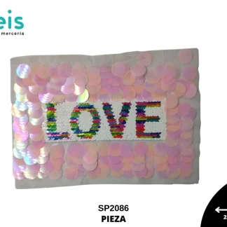 PARCHES LENTEJUELA LOVE LETRAS SP2086 ROSA