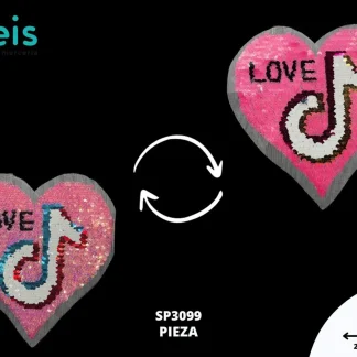 PARCHES LENTEJUELA REVERSIBLE LOVE TIKTOK SP3099 ROSA