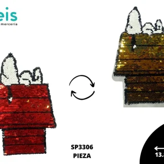 PARCHES LENTEJUELA REVERSIBLE SNOOPY ACOSTADO CASITA SP3306
