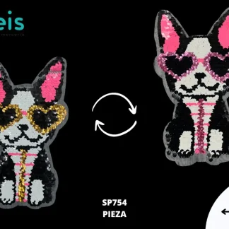 PARCHES LENTEJUELA REVERSIBLE PERRO LENTES SP754 13cmX23cm