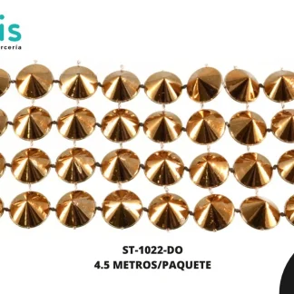 STRASS PLASTICO CONICO 10MM REF: 2004 DORADO 4.5 M/PQT