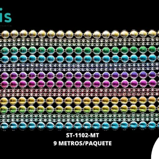 STRASS PLASTICO REF:3019 (12L) MULTICOLOR 9M/ ROLLO