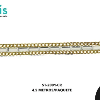 STRASS PIEDRA CADENA DORADO 8MM REF: SC601 (3X7MM) 4.5M/PQ CRISTAL