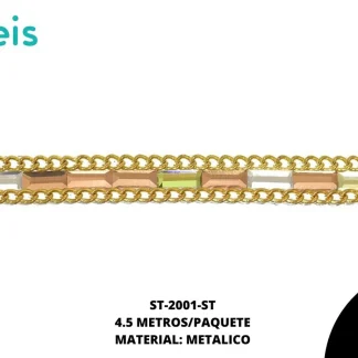 STRASS PIEDRA CADENA DO 8MM REF: SC601 SURTIDO (3X7MM) 4.5M/PQ