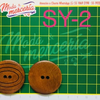 BOTON MADERA SY-2 3.5CM CAFE C/500PIEZA