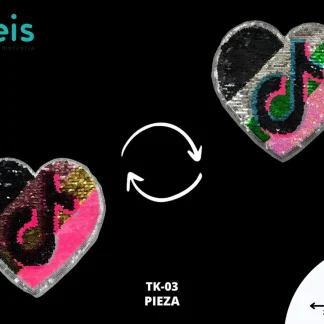 PARCHES LENTEJUELA REVERSIBLE TIKTOK CORAZON TK-03