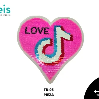 PARCHES LENTEJUELA TIKTOK CORAZON TK-05 ROSA