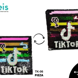 PARCHES LENTEJUELA REVERSIBLE TIKTOK CUADRO CON LOGOS TK-06