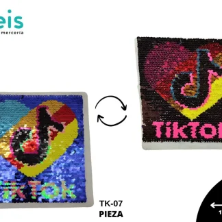 PARCHES LENTEJUELA REVERSIBLE TIKTOK CUADRO CON CORAZON TK-07