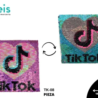 PARCHES LENTEJUELA REVERSIBLE TIKTOK CUADRO CON CORAZON TK-08