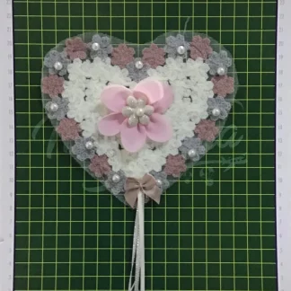 PARCHES BORDADOS Y ESTAMBRE CORAZON CON FLORES Y PERLA TSP3222-WO