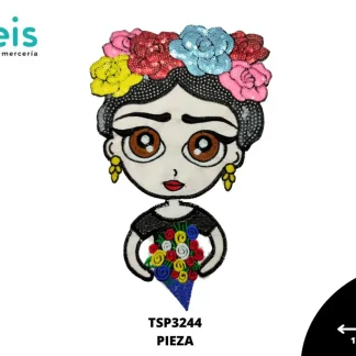 PARCHES LENTEJUELA FRIDA CON RAMO DE FLORES TSP3244