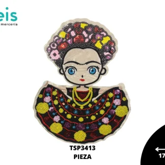 PARCHES LENTEJUELA FRIDA VESTIDO TIPICO CON FLORES TSP3413