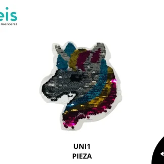 PARCHES LENTEJUELA REVERSIBLE UNICORNIO UNI1 11cmX20cm DORADO