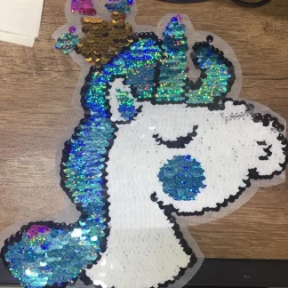 PARCHES LENTEJUELA UNICORNIO CON CORONA UNI5 AZUL