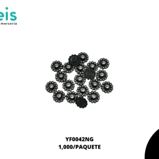 REMACHES PLASTICO FLOR YF0042NG 14mm 1,000 PZ/PQT NEGRO