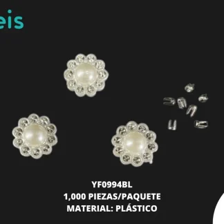 REMACHES PLASTICO FLOR YF0994BL 13mm 1,000 PZ/PQT BLANCO