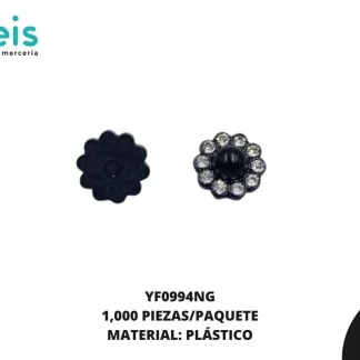 REMACHES PLASTICO FLOR YF0994NG 13mm 1,000 PZ/PQT NEGRO