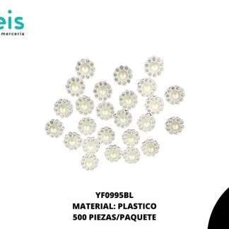 REMACHES PLASTICO FLOR YF0995BL 10mm 500 PZ/PQT BLANCO