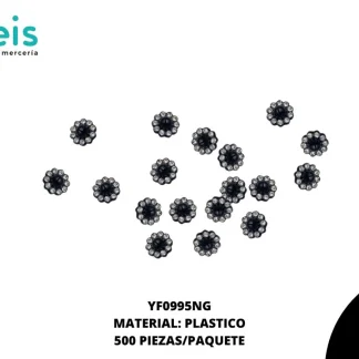 REMACHES PLASTICO FLOR YF0995NG 10mm 500 PZ/PQT NEGRO